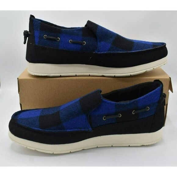 Sperry Mens Size 13 Moc Sider Buffalo Checkered Blue Black Plaid Slip On Shoes - Picture 2 of 10